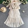Women's V Neck Floral Chiffon Maxi Dress High Waist A-Line Casual Dress for Summer Vacation