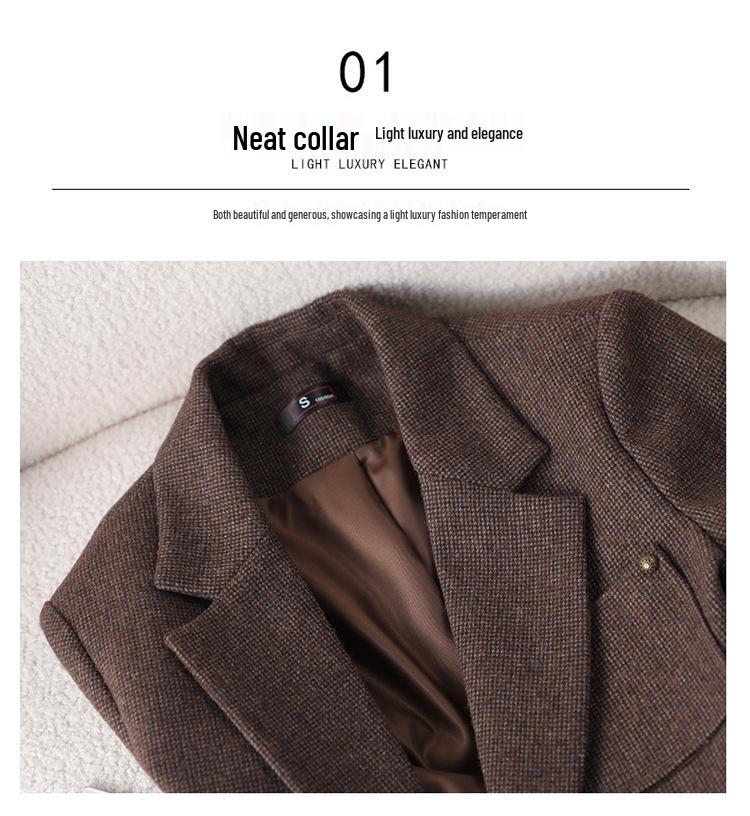 Women's High-End Wool Blend Suit Jacket - Autumn/Winter 2025 Slimming Professional Style