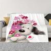 Interesting puppy flower pattern Flannel printed blanket suitable for all seasons suitable for living room office sofa travel