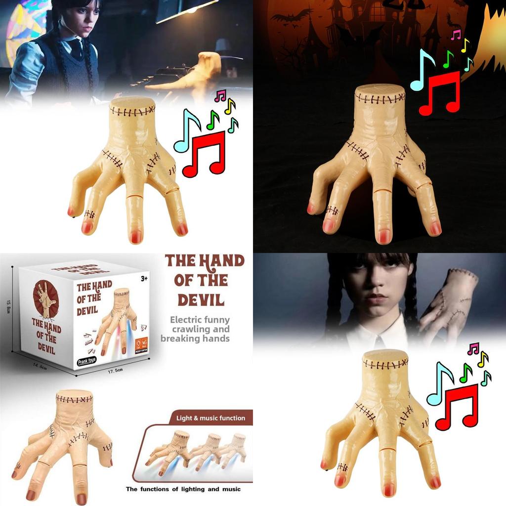 Wednesday Addams Thing Halloween Krabbelnde Hand Spielzeug Mit Lichtern Musik Spaß Streich