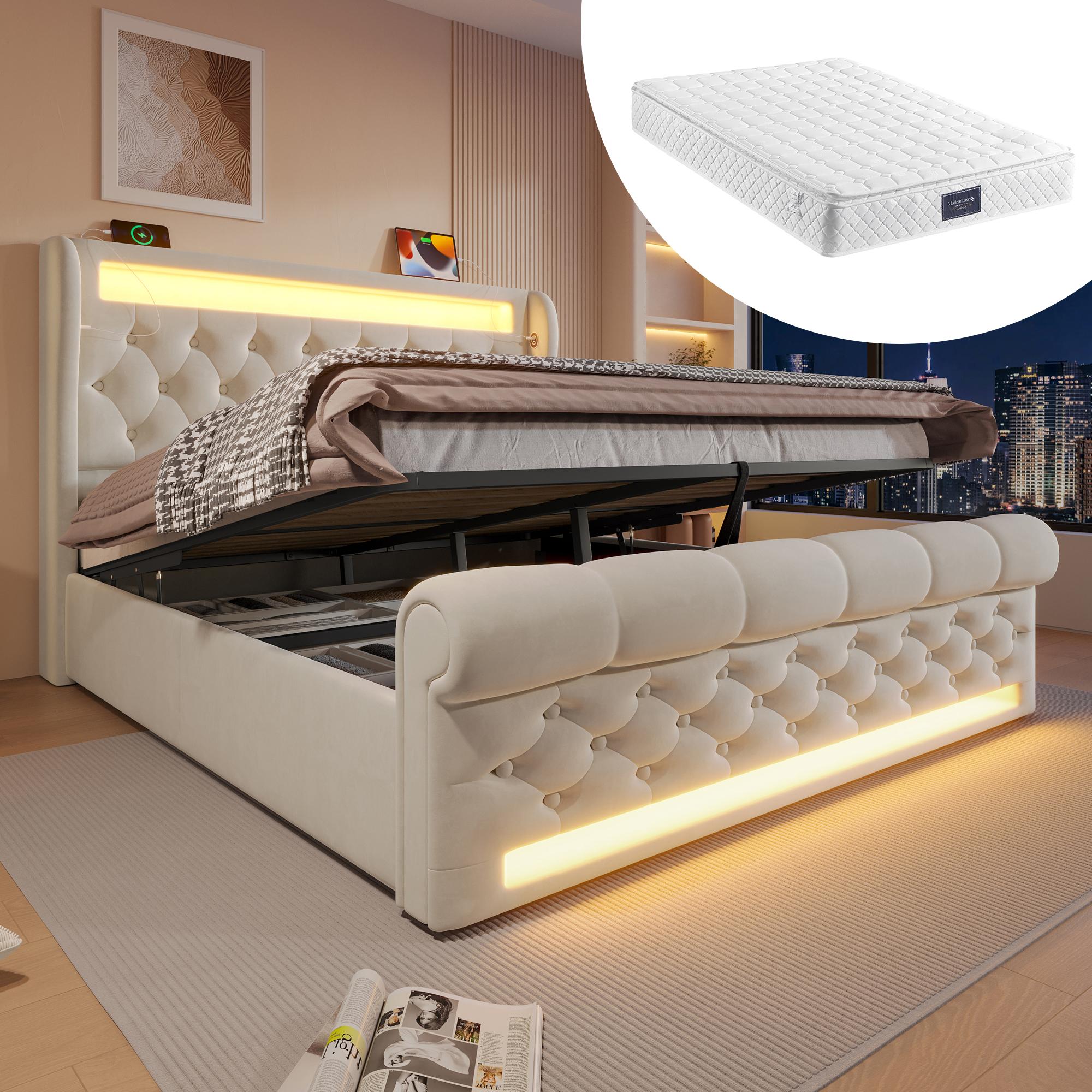 Modern Upholstered Double Bed 140x200cm, with
