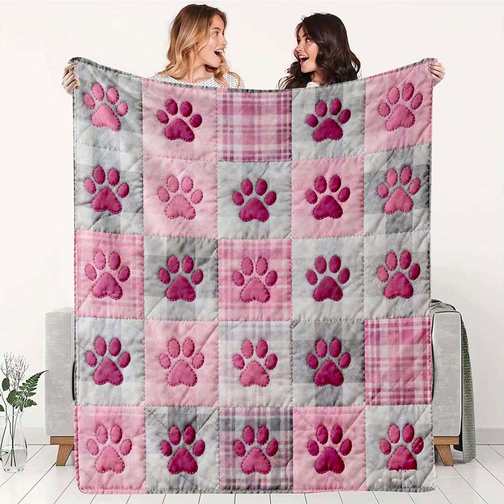 1Pc  Blue Patchwork Print Flannel Blanket Soft Cozy Warm Throw Blanket For Home Couch Bed