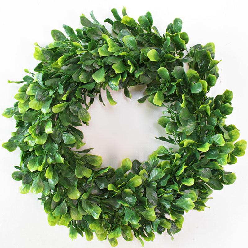 Artificial Green Leaves Wreath Front Door Wreath for Home Indoor Outdoor Decoration