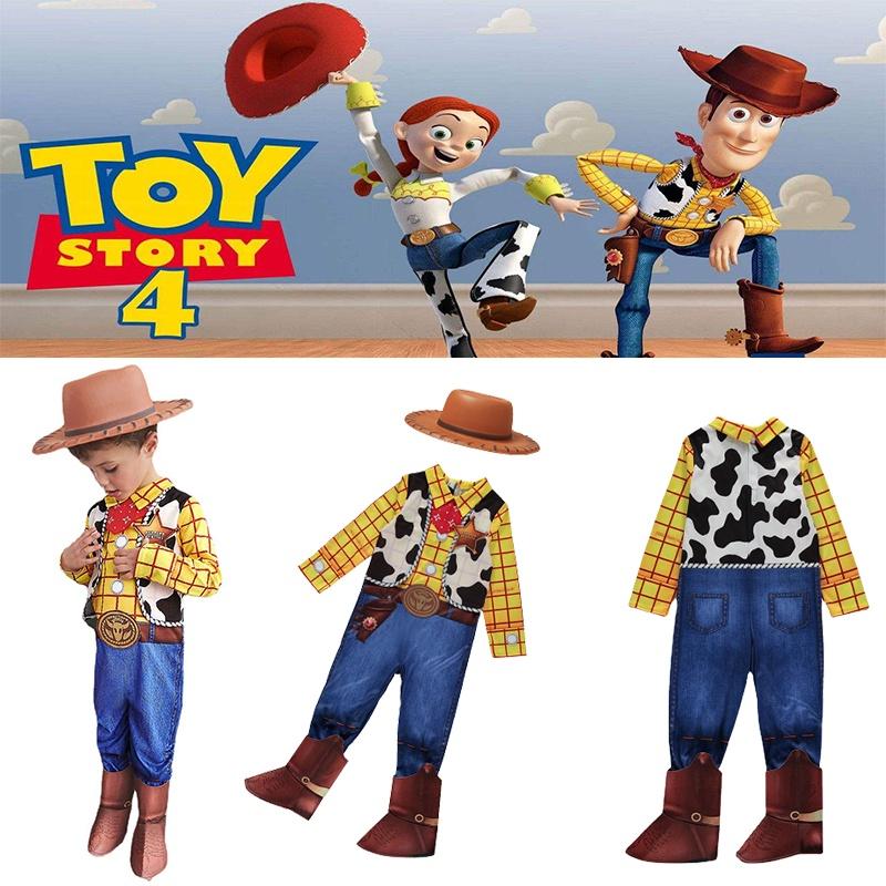 Çocuk Oyuncak Hikayesi Kovboy Woody Tulum Cosplay Kostümü Şapka ve Eşarpla