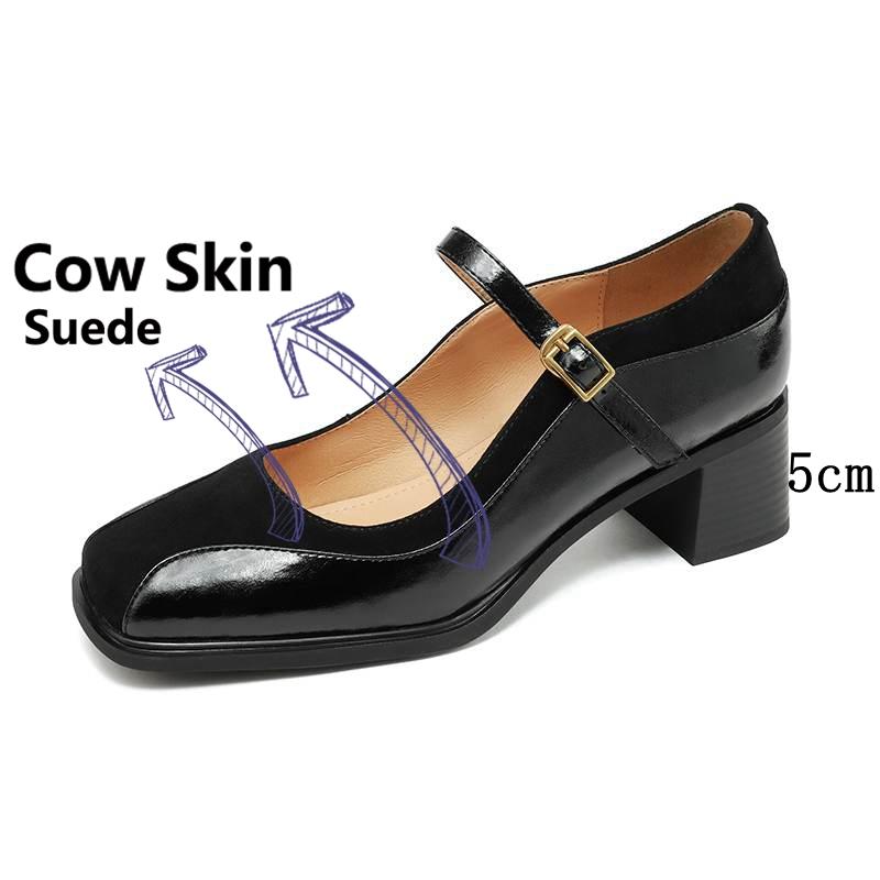 

Krazing Pot Замша из коровьей кожи, круглый носок, размер 41, массивный высокий каблук, Мэри Джейн, ремешки с пряжками, лоскутная работа, винтажные осенние туфли-лодочки 41