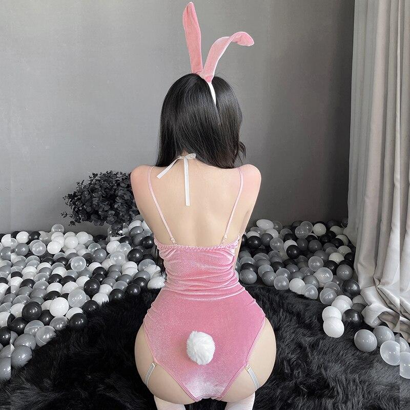 Sexy Bodysuit Uniform Sweet Rabbit Girl Cosplay Costumes Temptation Women Rabbit Ears Roleplay Party Club Wear Set