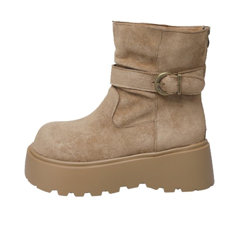 Thick-soled Suede Premium Small Short Boots Women's Autumn and Winter New Maillard Heightening Martin Boots