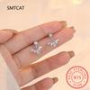 Full Moissanite Smile Stud Earrings for Women Sparkling Simulated Diamond S925 Silver Ear Jewelry Christmas Gift