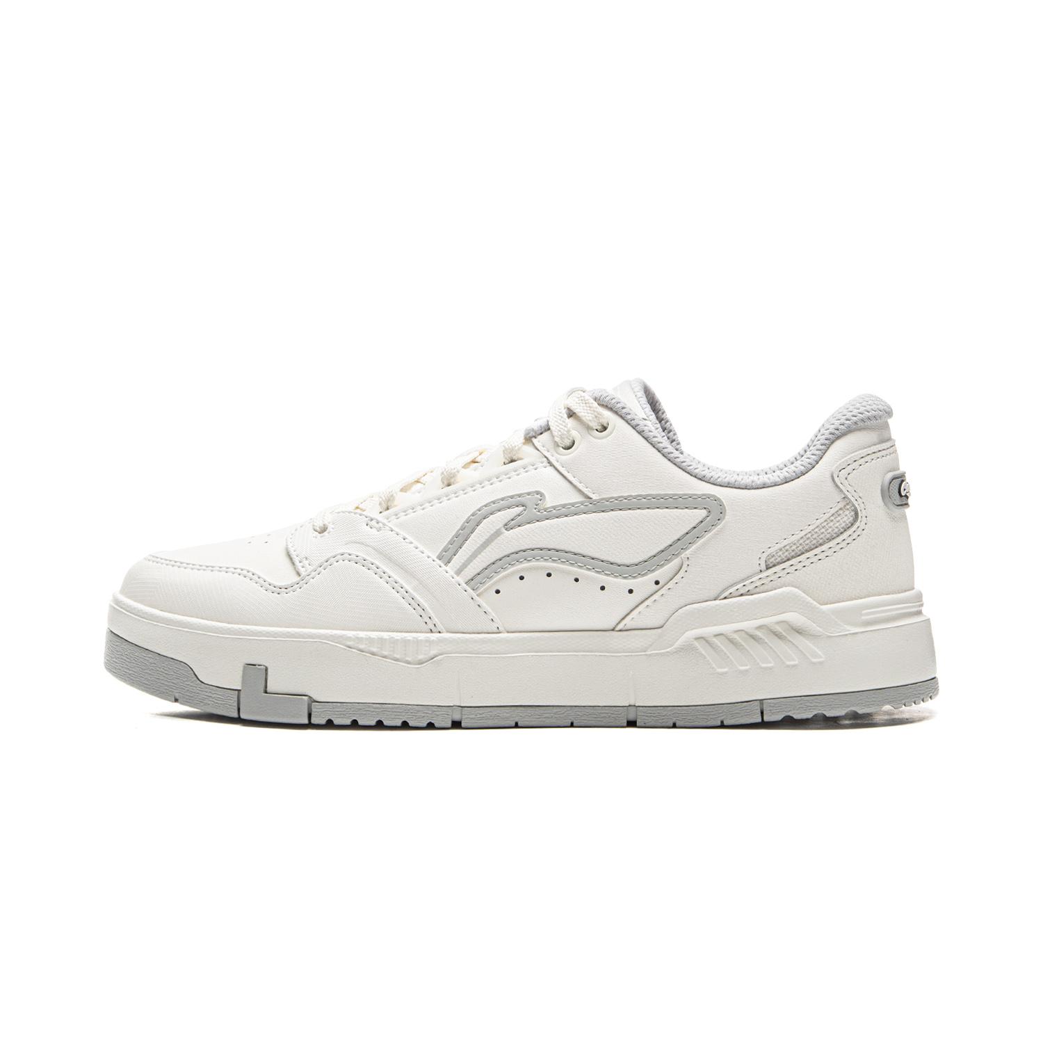 Li Ning Common 80-е Нескользящие, Износостойкие, Легкие Низкие Повседневные Кроссовки Женские Бело-серые AGCV270-1 35.5