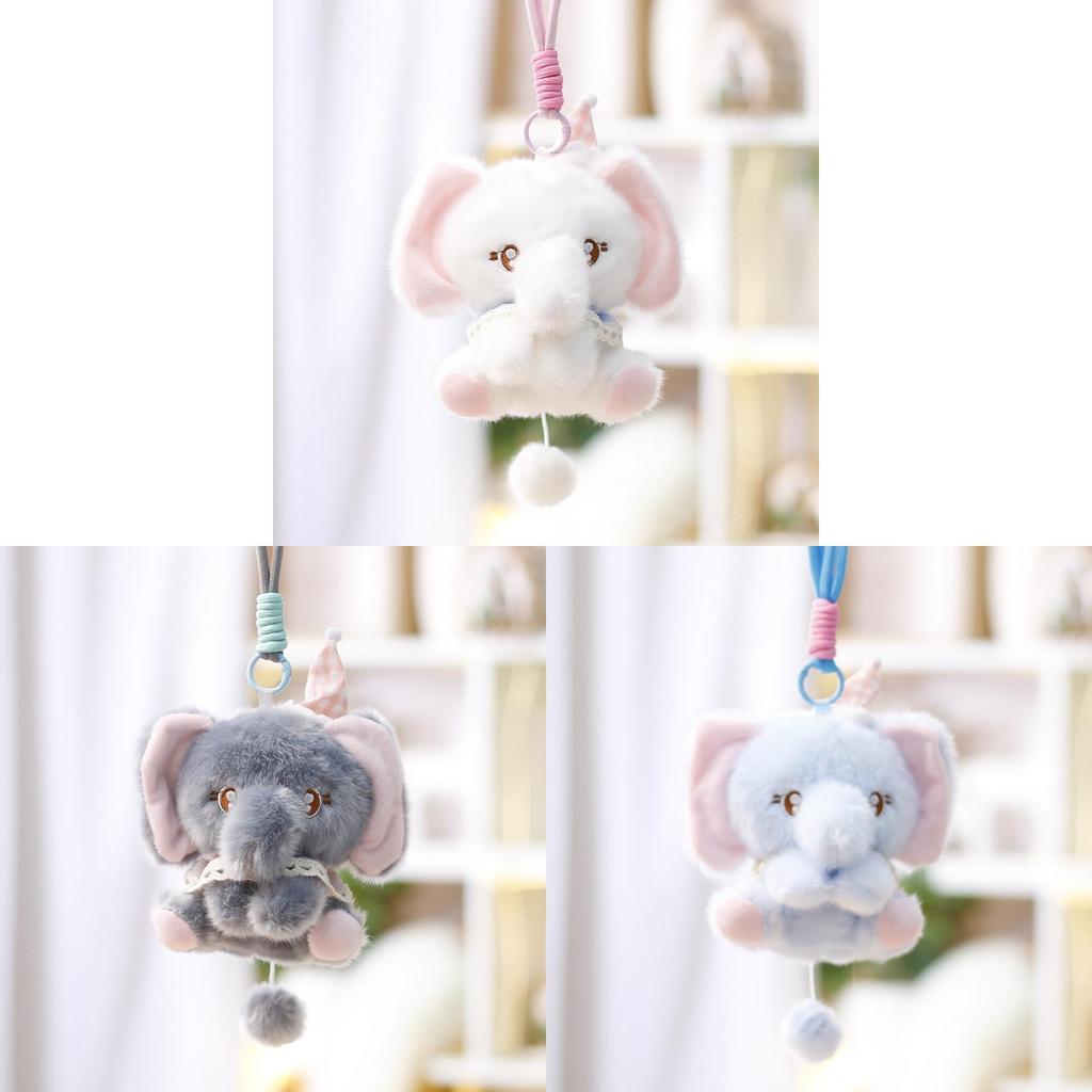 Plüschelefant mit Satin-Schal für Mädchen, Geschenk und Taschen-Schlüsselanhänger-Dekoration
