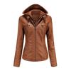Hooded Leather Jacket Two-piece Removable Leather Jacket Women's Jacket Women's Washed Leather
