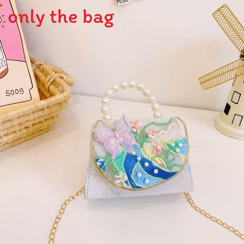 Chinese Style Girl Princess Butterfly Pearl Handbag With Chain Crossbody For Kids Fashion Accessories