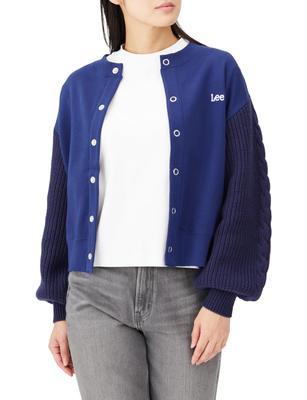 Lee Navy Knit Panel Sweat Cardigan Women's