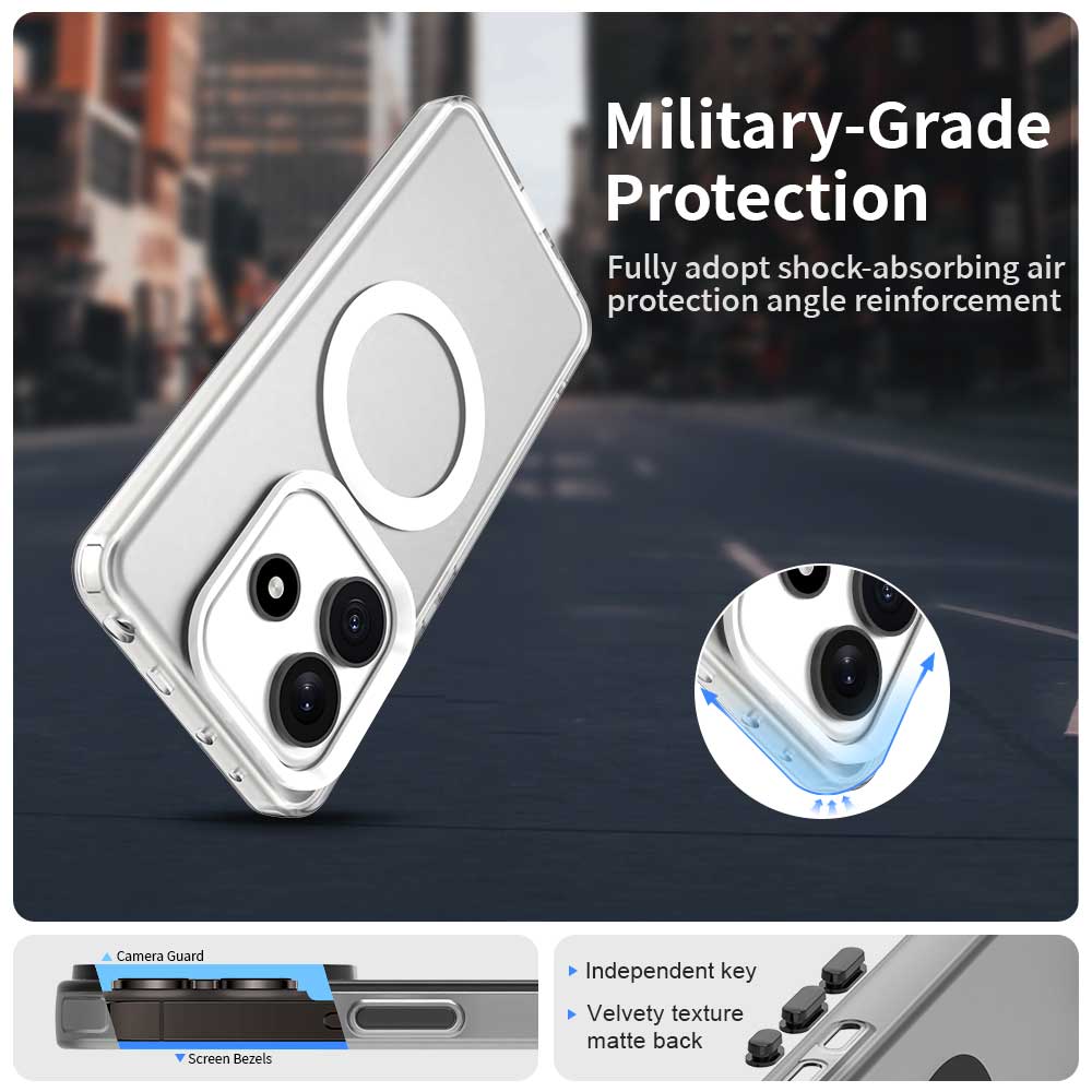 Para Xiaomi Redmi Note 14 5G Capa Compatível com MagSafe PC+TPU+PET Capa de Telefone Anti-Queda