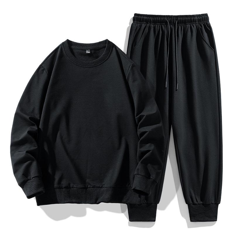 Men's Crewneck Hoodie Sports Suit Autumn and Winter New Fashion Brand Solid Color Casual Pants with a Set