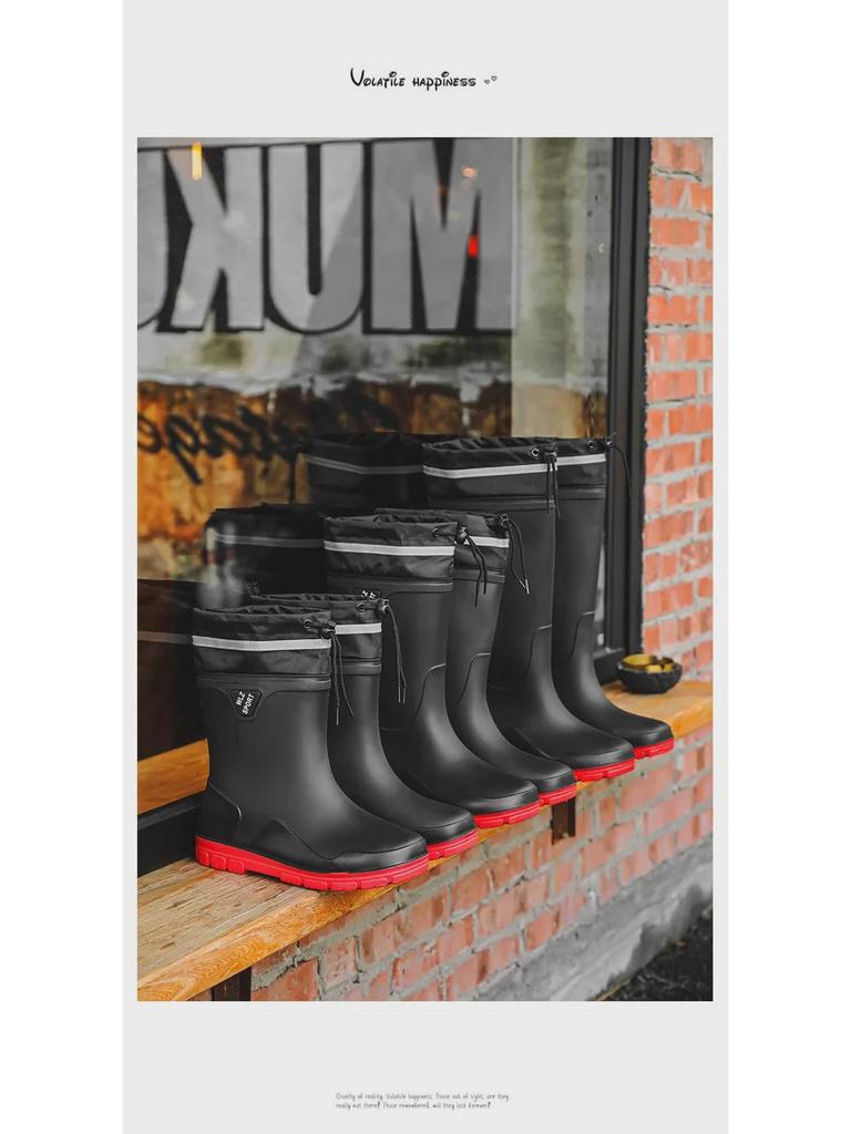 Bottes de Pluie en Caoutchouc Imperméables et Antidérapantes pour Hommes, Style Coréen Tendance, Pêche et Extérieur