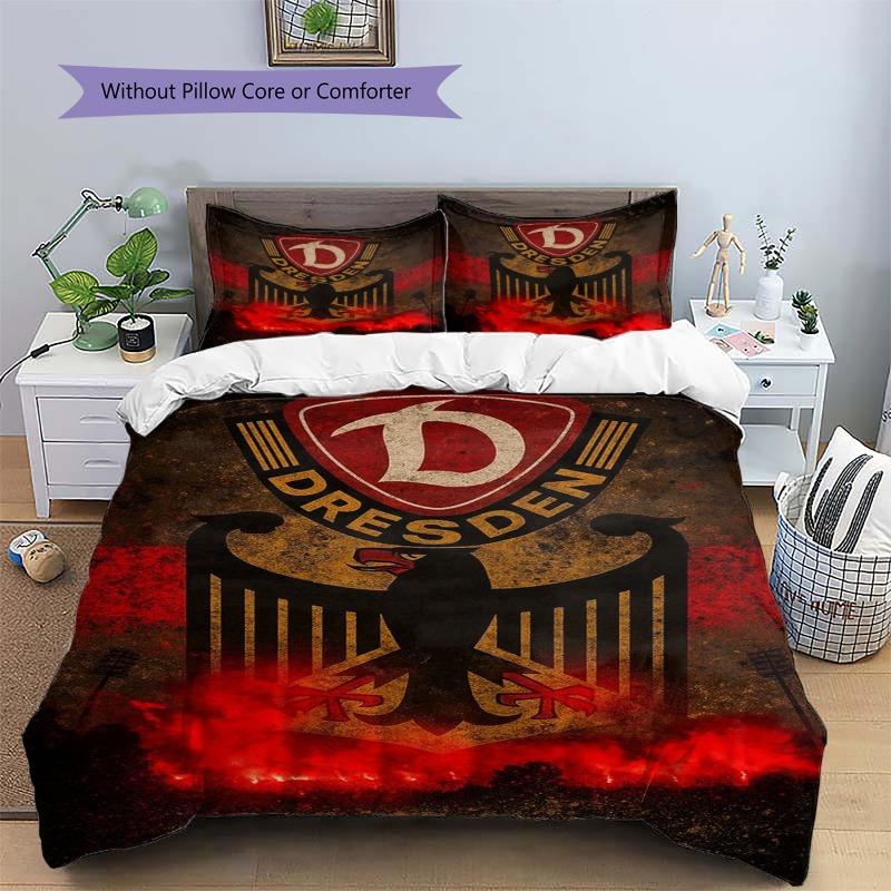 Dresden Adler Retro Fire Distressed Print Bettbezug-Set 3-teilig Fußballfan Bettwäsche-Set Schlafzimmer Heimdeko Bettwäsche Ohne Kissenkern Bettdecke