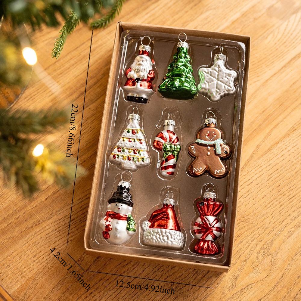 1 set of glass shaped balls, old man snowman snowflake mold balls, Christmas tree creative pendants, Christmas tree decoration pendants,
