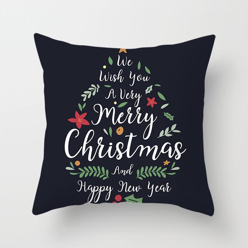Merry Christmas Printed Pillowcase Christmas Style Cushion Cover Home Sofa Decor Throw Pillowcase