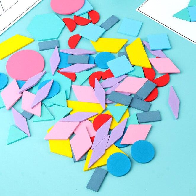 Wooden Jigsaw Puzzle Set Colorful Creative Tangram 3D Puzzle Baby Montessori Educational Toys Kids Children Learning Toy