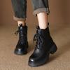Genuine Leather Women's Shoes Versatile Lightweight Anti Slip Thick Heel Short Boots