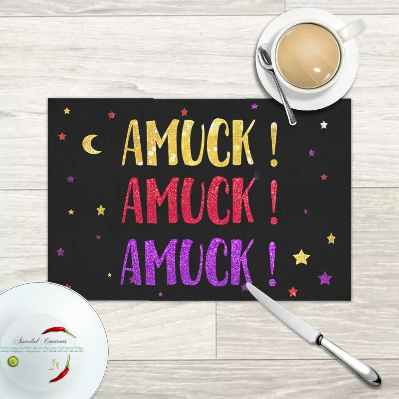 

4Pcs Halloween Nordic Print Placemats 30*45CM Linen Seasonal Spring Table Mats for Party Kitchen Wedding Dining Decoration 4Pcs-30X45cm(12X18in