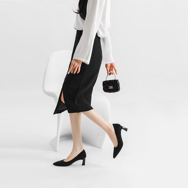 Wildleder High Heels Bequem Atmungsaktiv Frühling und Sommer Damenschuhe