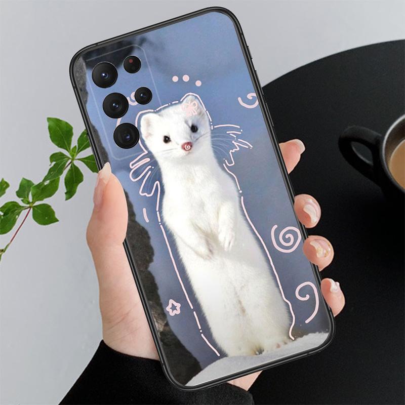 

Phone Case For Samsung A17 A55 A16 A56 A35 A15 A53 A54 A33 A34 A25 A05S A52 A52S A07 A26 A06 Cute animal Stoat A15