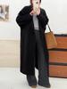 Coffee-Colored Cable Knit Cardigan with Large Lapel - Women's Mid-Length, Loose Fit for Autumn/Winter