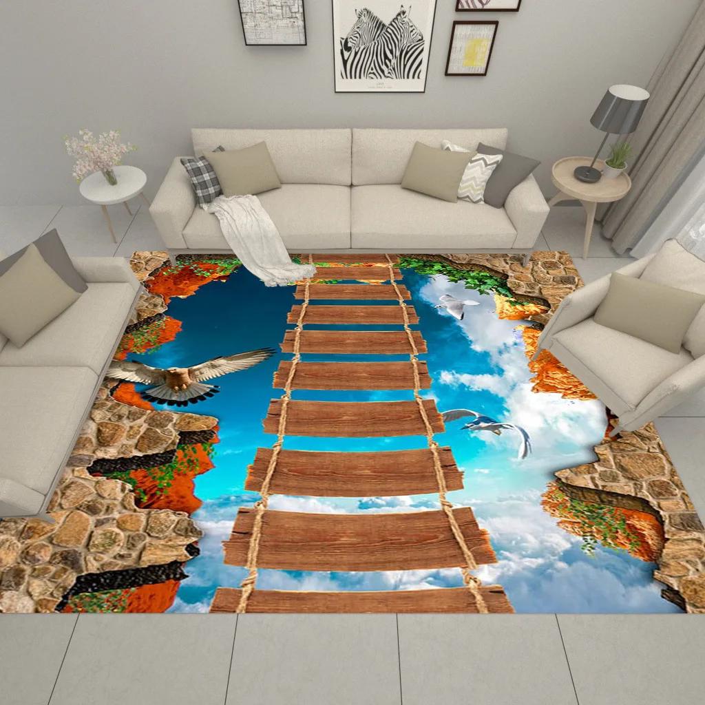 3D Single Bridge Pattern Living Room Large Carpet Bedroom Rug Alfombra Kids Area Rugs for Home Soft Floor Anti-slip Parlor Mat
