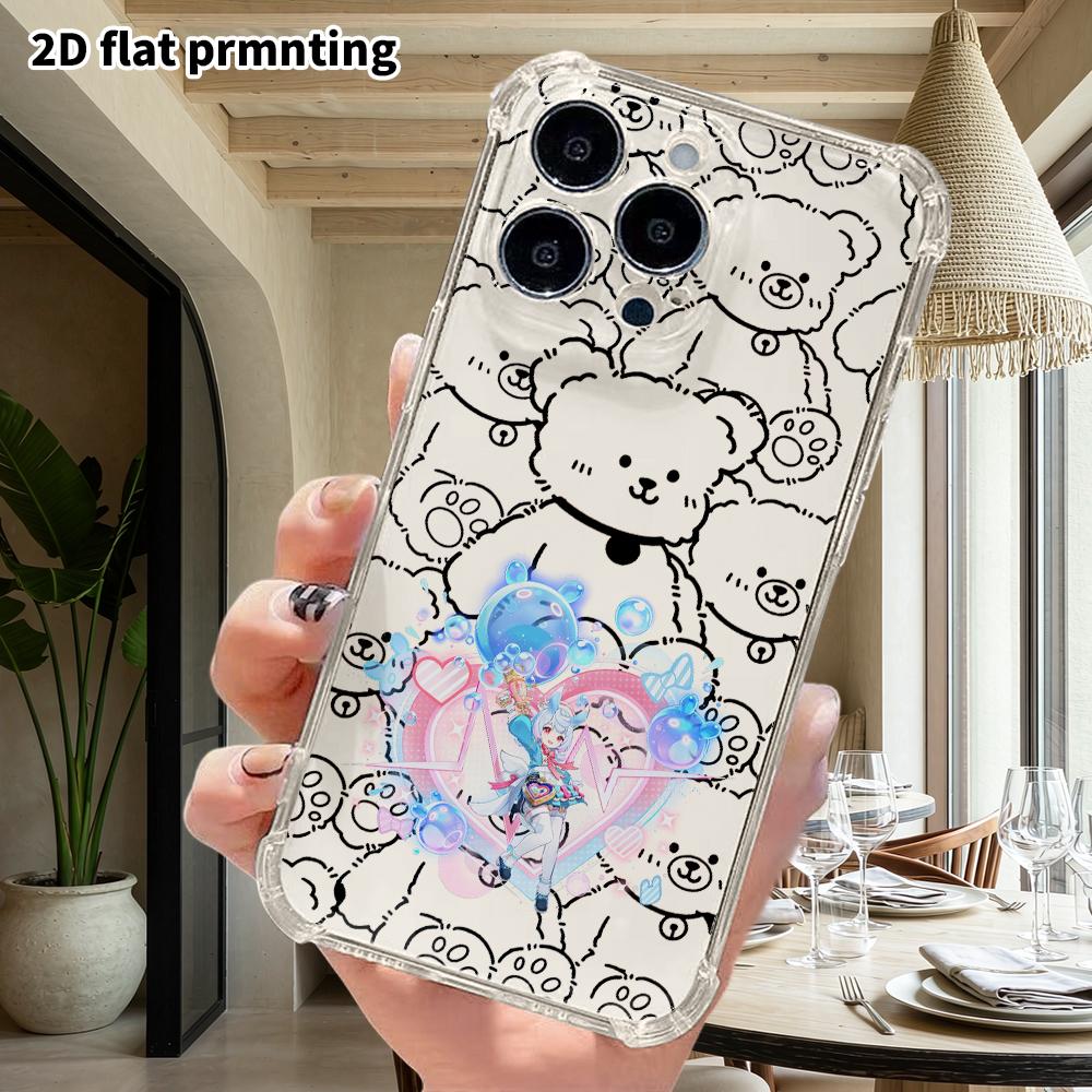 Phone Case: 2D flat suitable for iPhone 18 17 16 15 14 13 Pro, transparent with corner protection, sweet and cute, Christmas and Halloween gift
