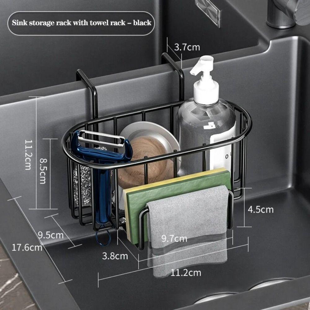 Hanging Stainless Steel Sink Drain Basket Silver/Black/Grey Soap Holder Rack Kitchen