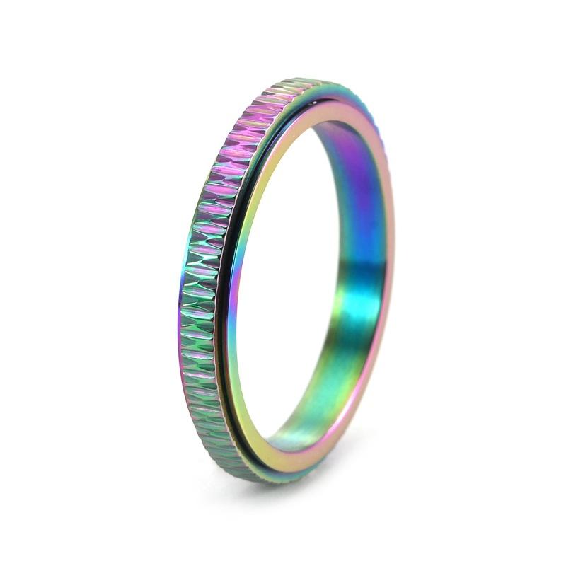 

2026 European and American Jewelry Women s Simple Twill Titanium Steel Embossed Design Rotatable Ring High-end Ring Jewelry no. 12 різнокольоровий