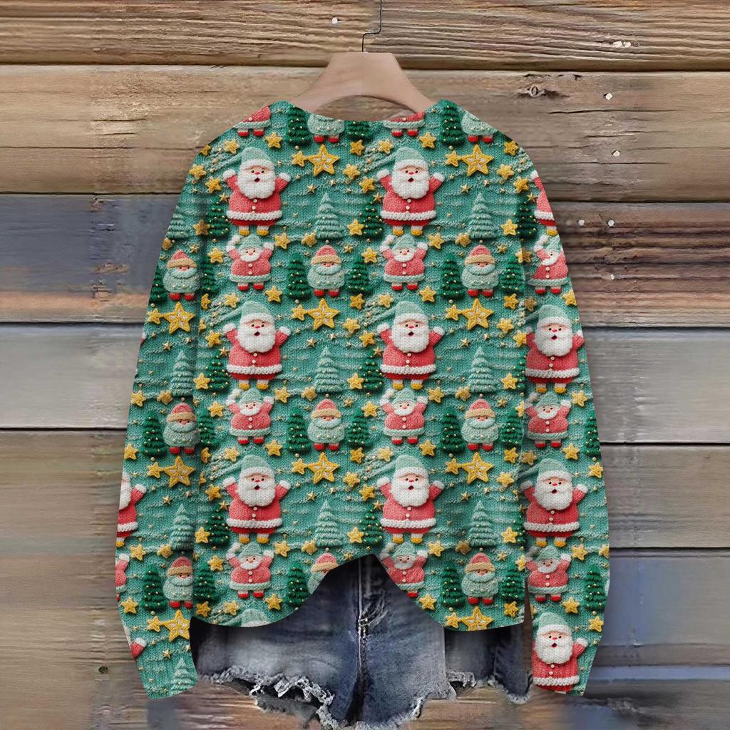 Dame Julegenser Søt Morsom Julegenser Høst Og Vinter Langermet Strikket Genser