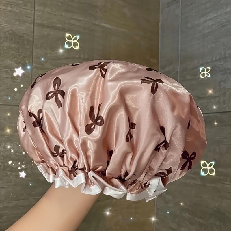 Waterproof Double-Layer Butterfly Bath Cap, Adjustable Elasticity, Suitable for Washing Face, Blow-Drying Hair, Makeup, Bathroom Dec