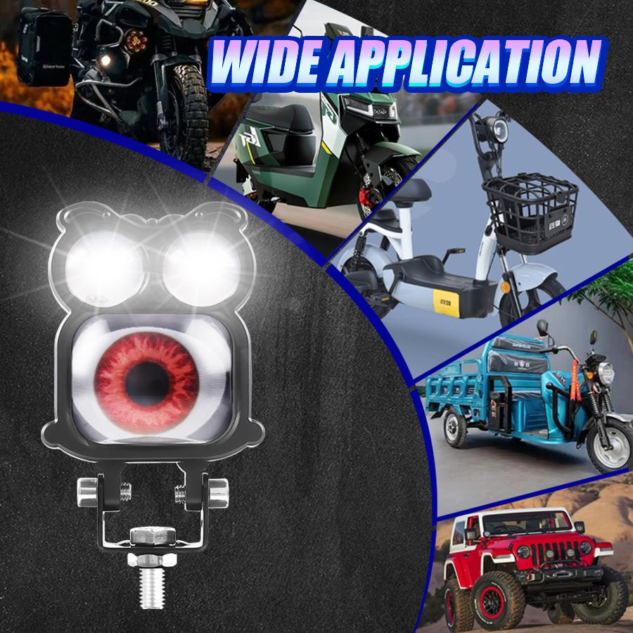 LED Owl Demon Eye Headlight Dynamic Motorcycle Devil Eyes Yellow White Flash Waterproof for Motorbike Car Headlight Accessories