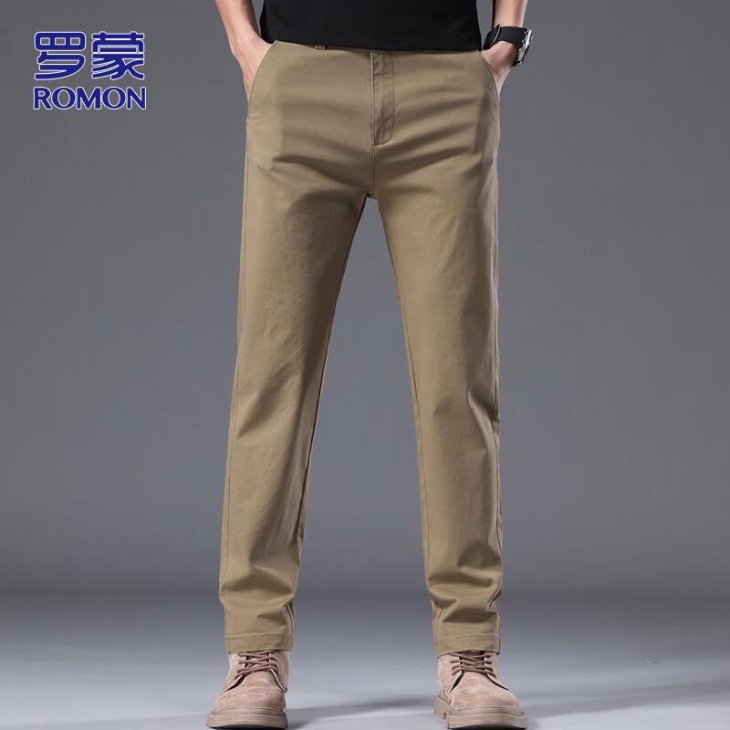 ROMON Men's Business Casual Straight-Leg Pants