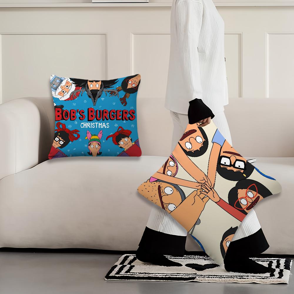 Cartoon B-Bobs B-Burgers Cushion Cover Living Room Accent Couch Back Support Square Lounge Restful Nap Companion Pillow Case
