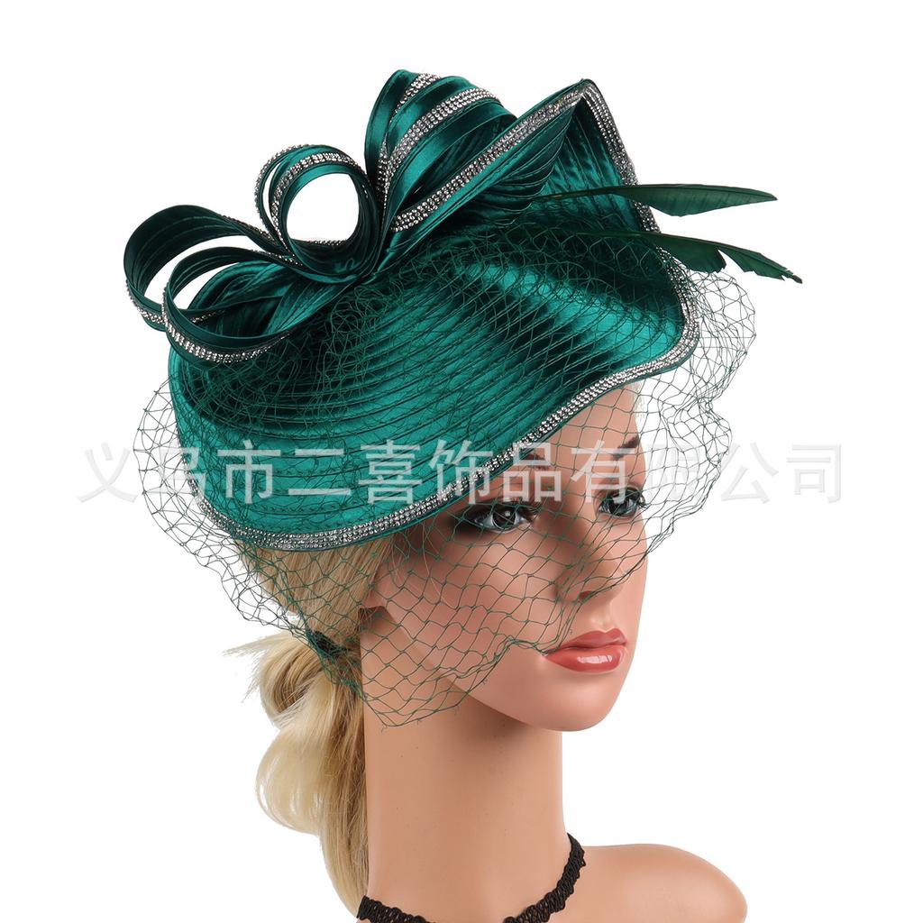 European and American creative mesh color cloth top hat stage photo headgear bridal hair accessories big head flower