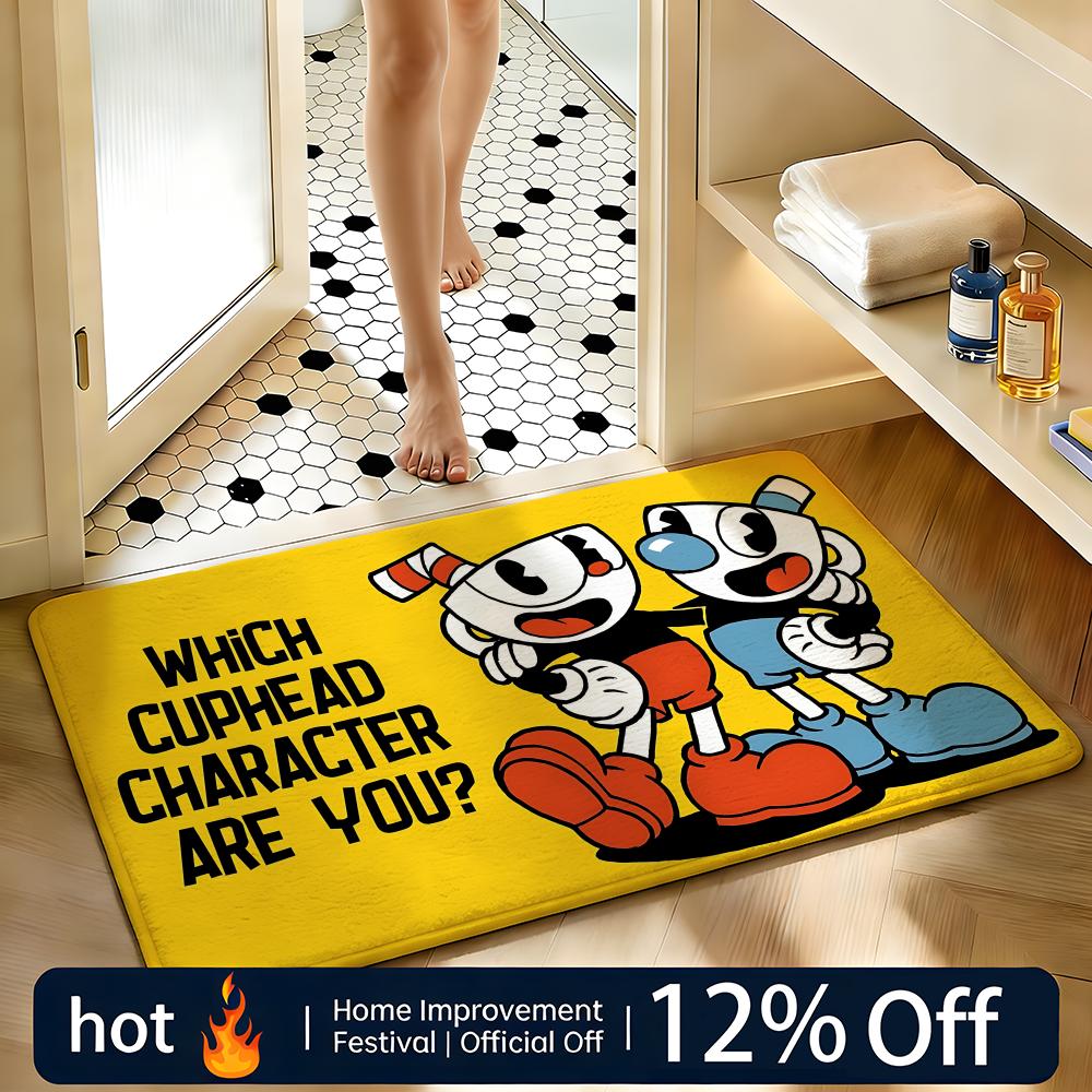 Soft Absorbent Non-Slip Rug Game C-Cuphead Floor Mat Home Decor Doormat Bedroom Floor Mat Shower Carpet