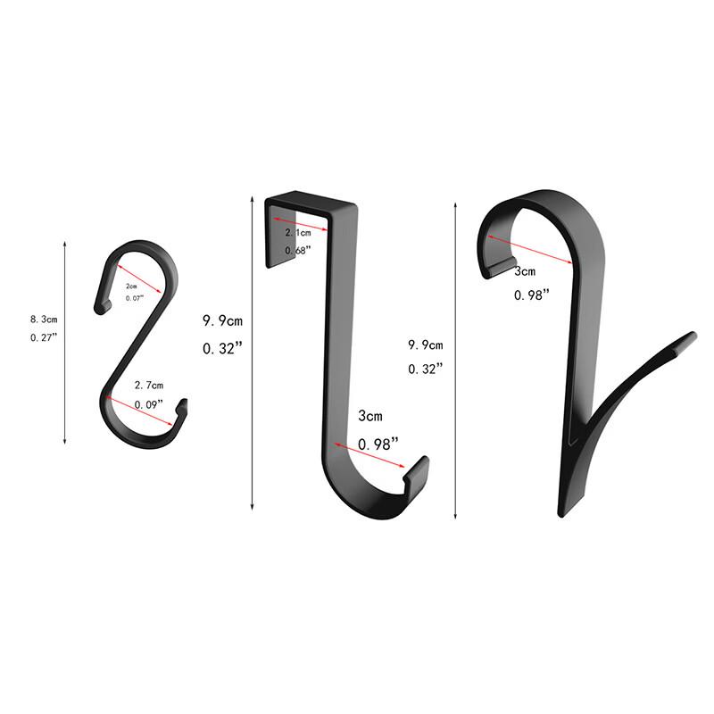 MDNG 17-Piece Black Adhesive Bathroom Hook Set