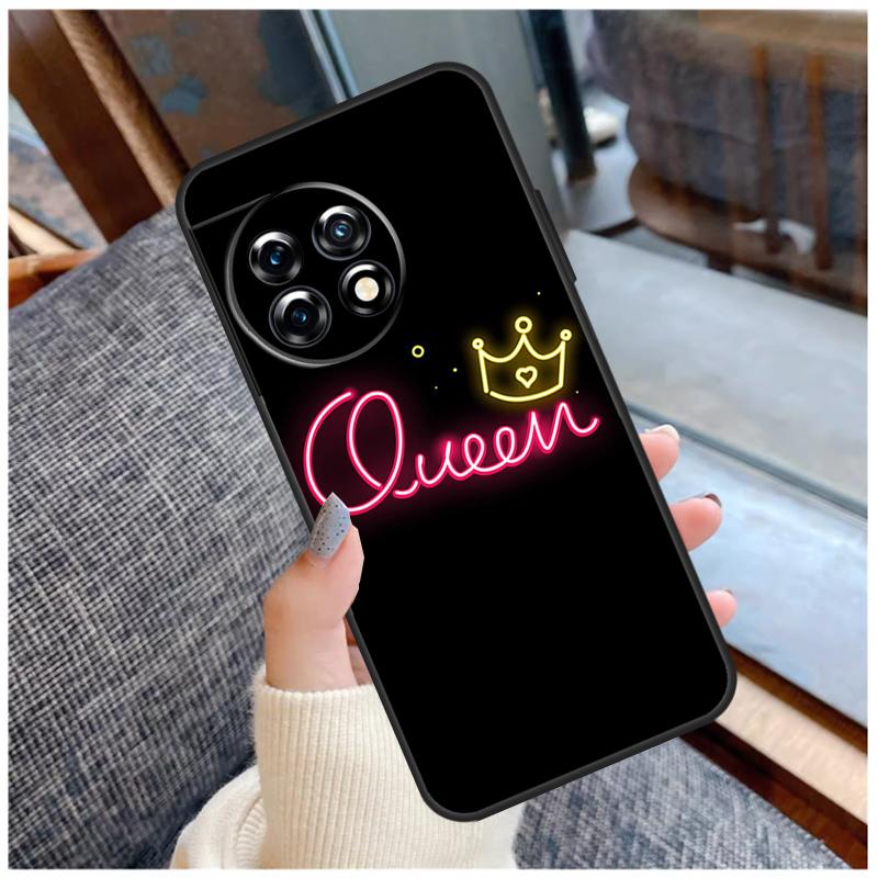 Cute King Queen Crown Case For OnePlus 15 12R 13R 13T 10T 8T 13 12 11 10 Pro Nord 5 CE 2 3 4 Lite N20 N30 Coque