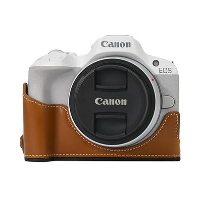 R100 Oil Skin PU Leather Camera Half Body Case for Canon EOS R50 R100 Battery Opening Bottom Cover