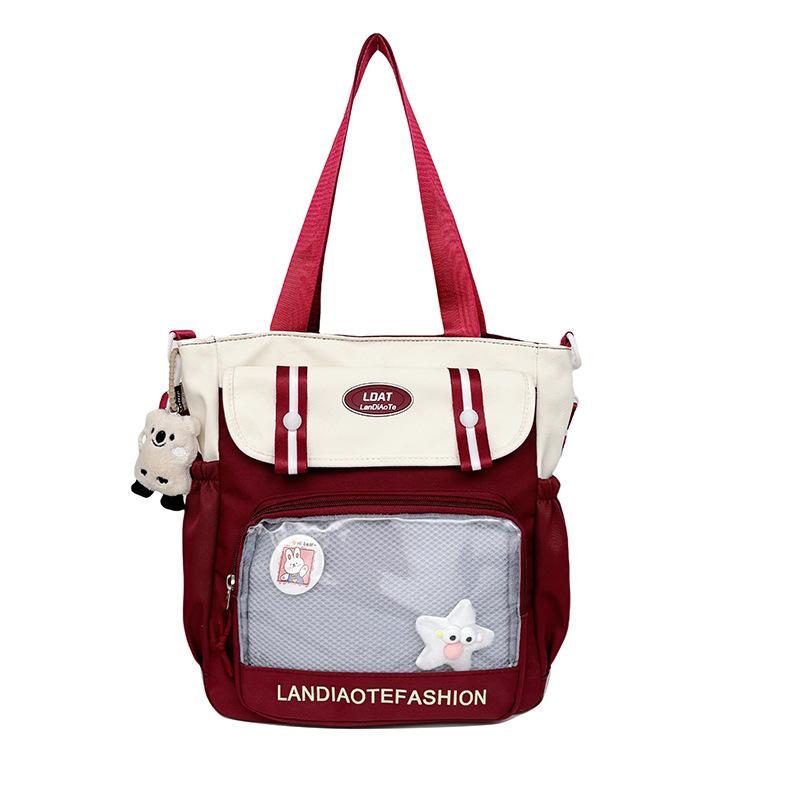 Schoolbag, Hand-held Tutorial Bag, Korean Version of Instagram, Large-capacity, College-style, Color-blocking Middle School Backpack