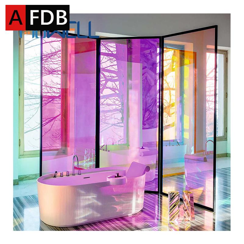 Film de Fenêtre Iridescent Décoratif Auto-adhésif Film pour Verre Effet Caméléon Arc-en-ciel pour Décoration de Maison Autocollant de Fenêtre Dichroïque DIY