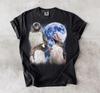 Penguin Moon Graphic Tee, Starry Night Sky, Retro Animal Lover Gift