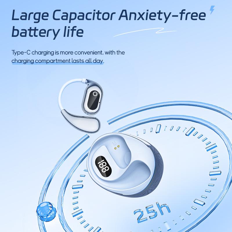 Bluetooth 5.4 Earphones Wireless Ear Hook Headphones Noise Reduction LED Display Headsets HiFi Stereo Earbuds