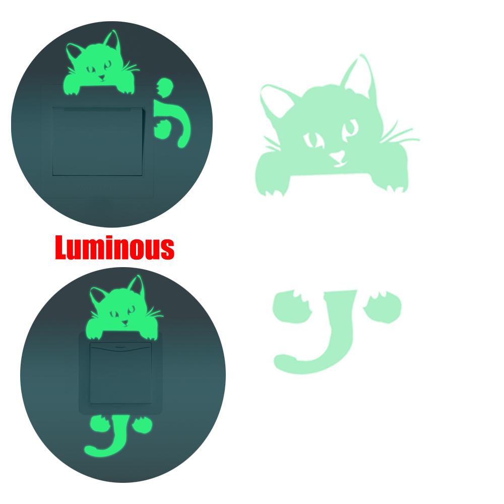 

New Cute Creative Switch Decor DIY Kitten Luminous Wall Sticker