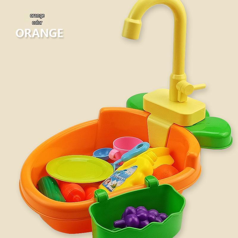 Children's Pretend Play Electric Sink with Circulating Water and Vegetable Washing Features
