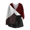 Women's V Neck Top Printing Thickened Plush Cashmere Warm Long Top